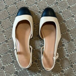 ASOS DESIGN Lively slingback ballet flats in beige and black — size 9